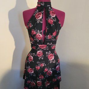 Women's Halter Dress, Charlotte Russe, XS, Floral, Mesh